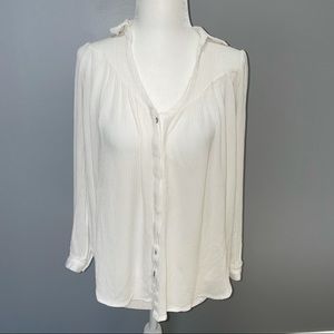 FREE PEOPLE White Rayon Button Down Blouse Size XS